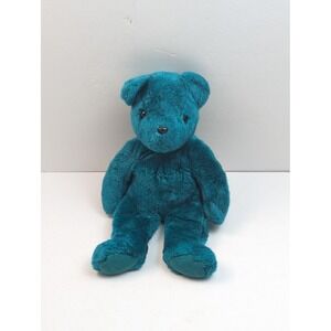 Ty Classic Teddy Bear 2000 Dark Teal Green Plush Tylon Shell‎ PE Pellets 12"